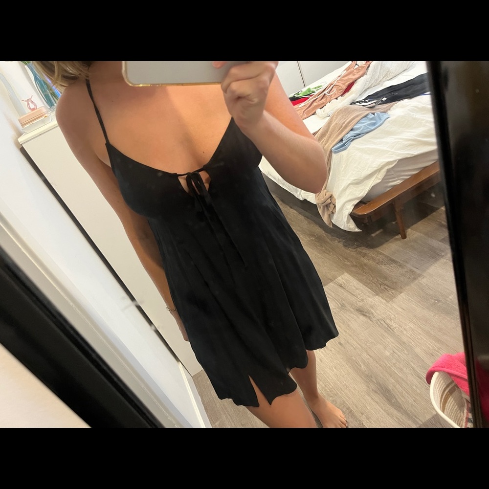 Black flowy mini dress